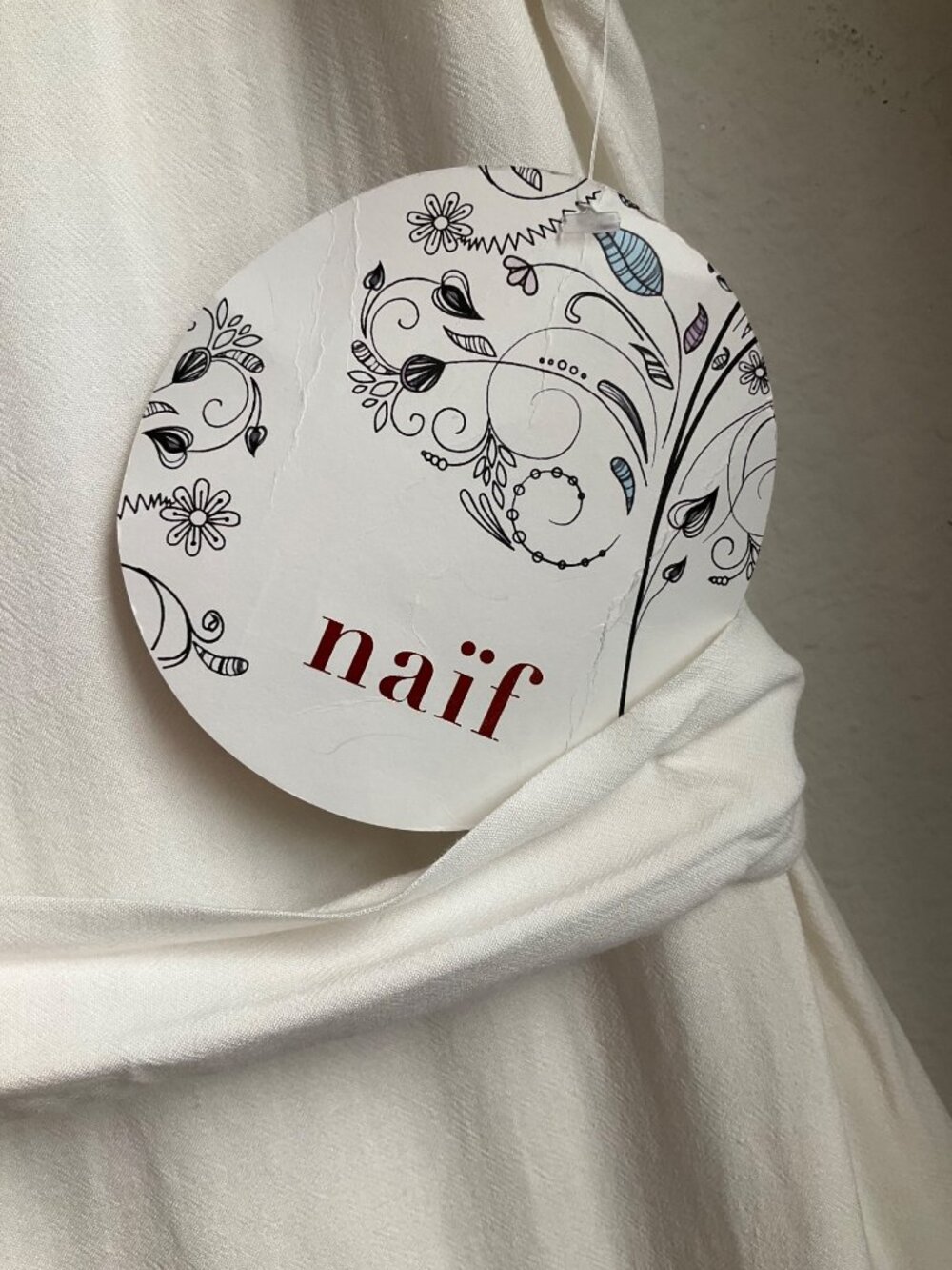 New Naif Anthropologie S Cream Flowy Button Short Dress Linen Blend Minimalist - Picture 4 of 13